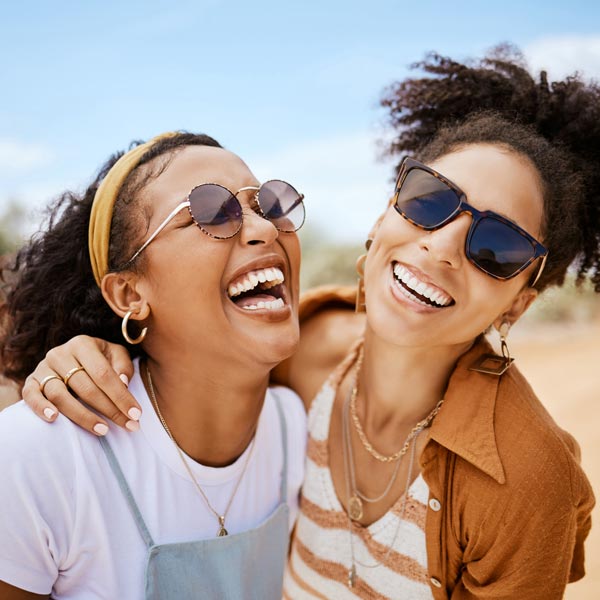 two friends laughing